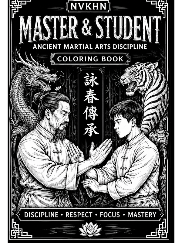 Master & Student: Ancient Martial Arts Discipline Coloring Book