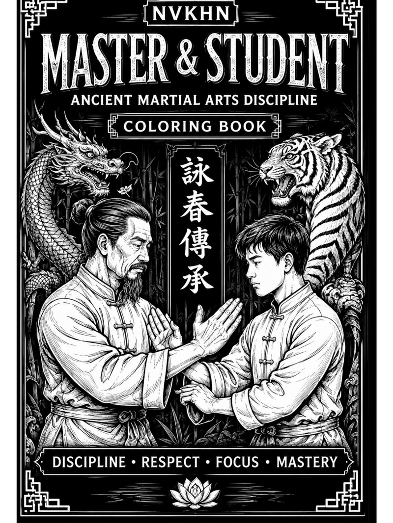 Master & Student: Ancient Martial Arts Discipline Coloring Book