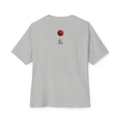 NVKHN Boxy Tee - Grey - Back - Yin Yang design - flat