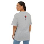 NVKHN Boxy Tee - Grey - Back - Yin Yang design - model female